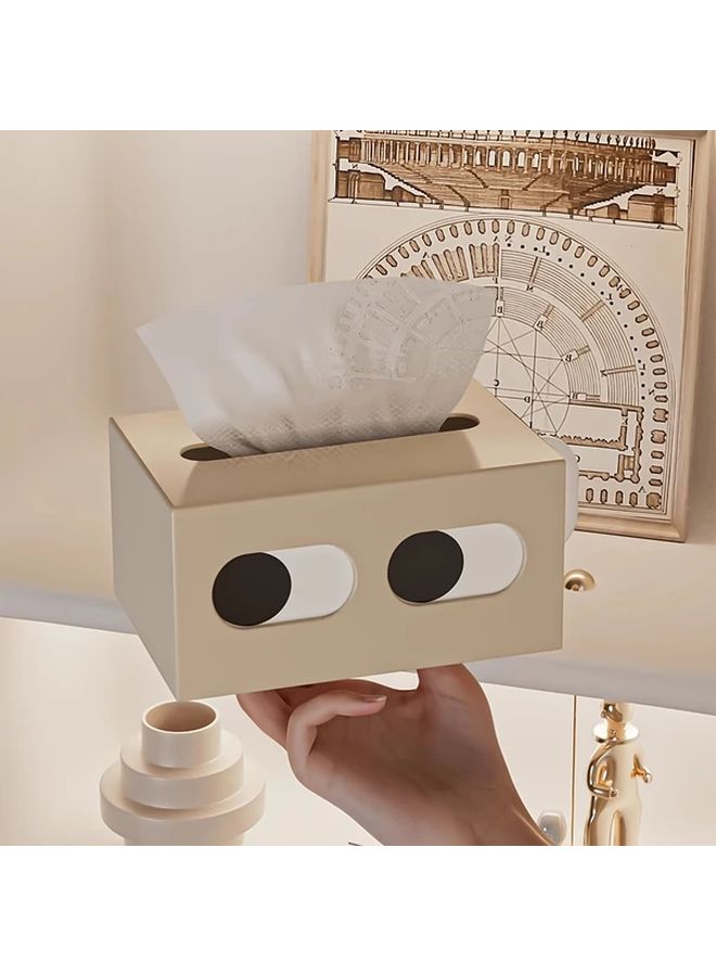 حامل علبة المناديل البلاستيكية ذات الوجه الكرتوني الأبيض - منظف زخرفي متين يوفر المساحة للمنزل والسيارة - Image 5